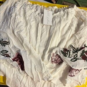 White Floral Embroidered Blouse